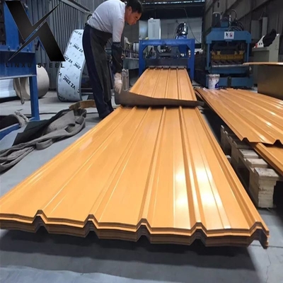 Tecido corrugado revestido de cor Folha de metal galvanizado Tecido / Folha de aço corrugado de Gi