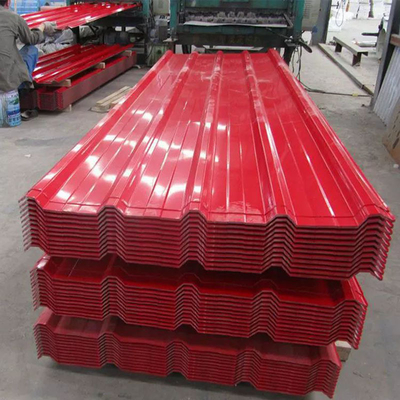 Tecido corrugado revestido de cor Folha de metal galvanizado Tecido / Folha de aço corrugado de Gi
