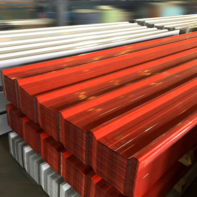 Tecido corrugado revestido de cor Folha de metal galvanizado Tecido / Folha de aço corrugado de Gi